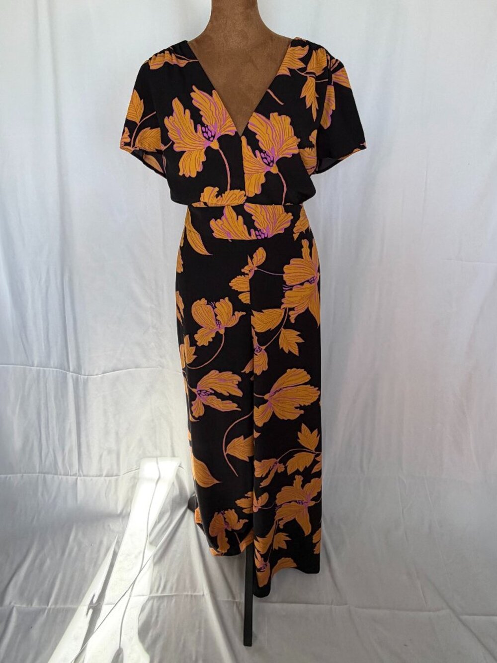 ModCloth Aiming Higher Floral Cropped Wide Leg Jumpsuit XL